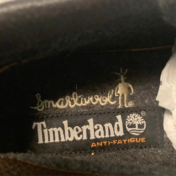 Timberland Anti-Fatigue Smart Wool Mens Brown Leather Plaid Hi Cut Shoes Sz 8.5M